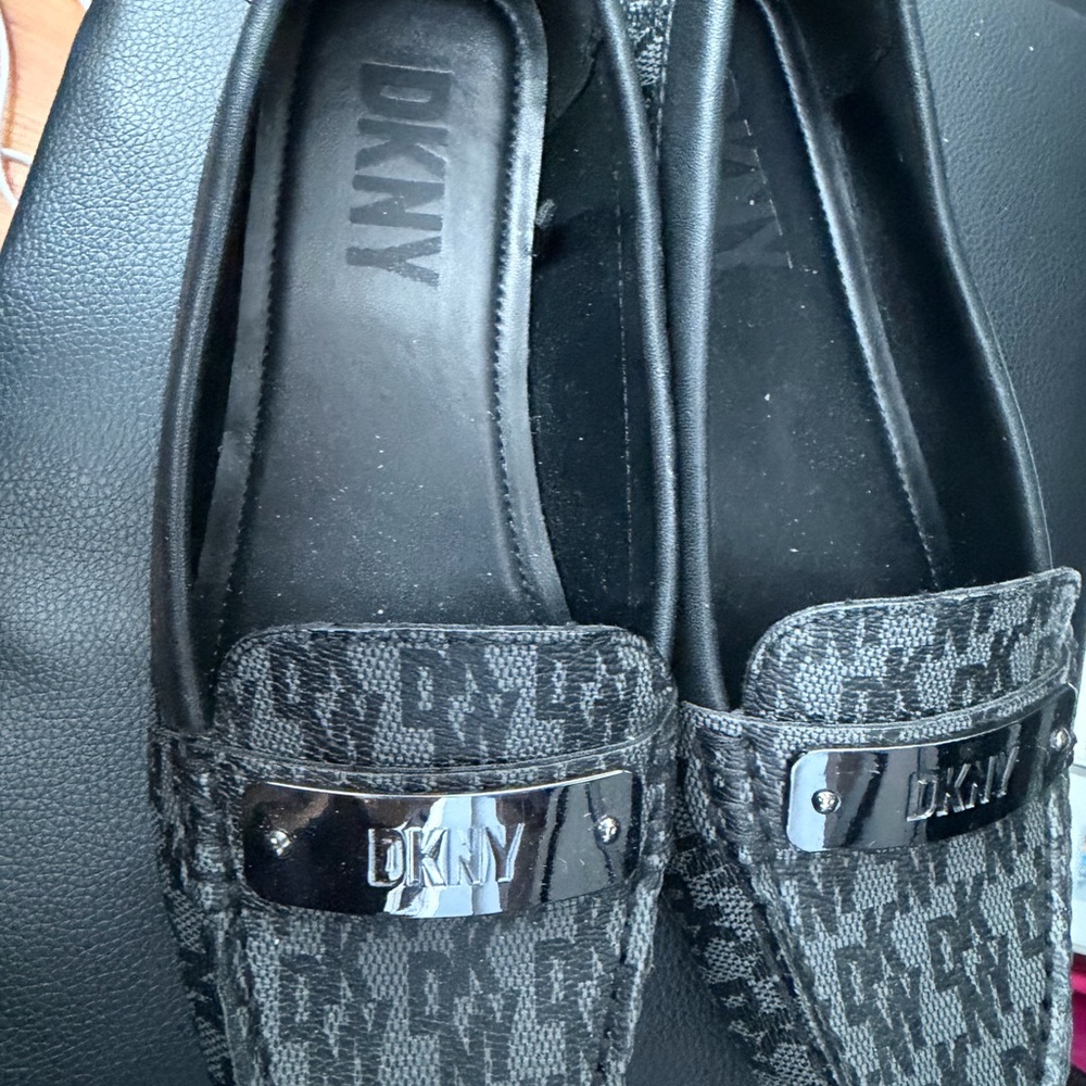 DKNY Black Patterned Loafers